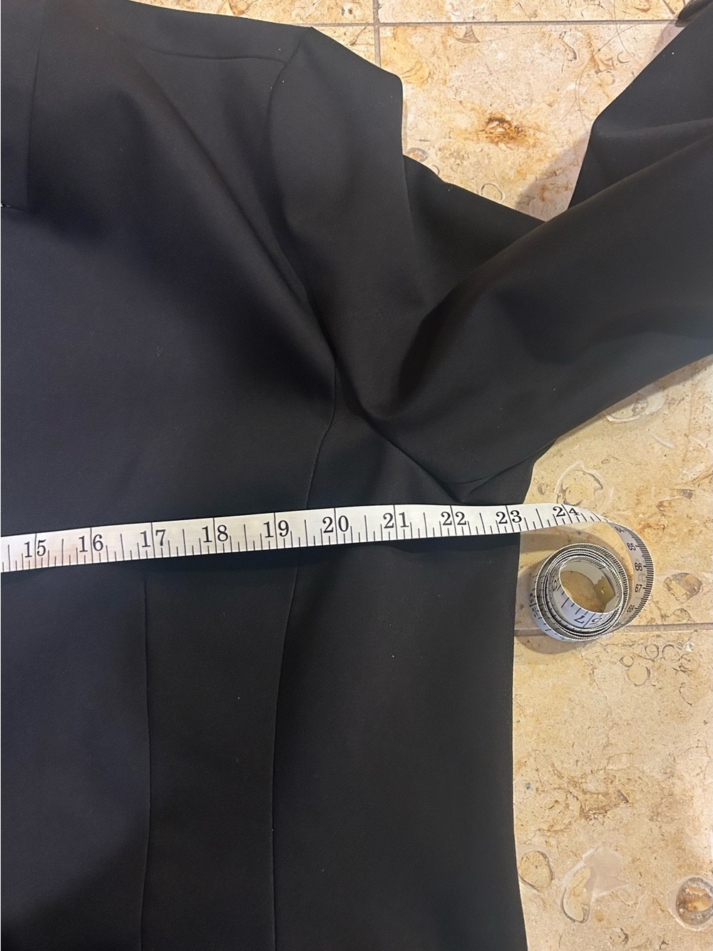 Chico's Black Blazer with Striped Lining with Gold Zip Pocket Size XL - Picture 6 of 8